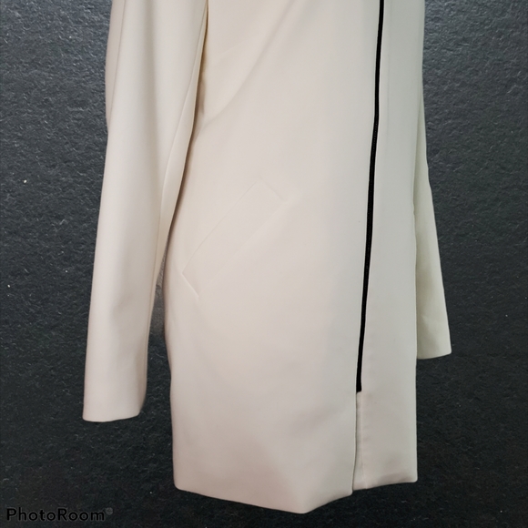 KATHERINE BARCLAY Long Coat White Blazer Zip - Picture 4 of 12